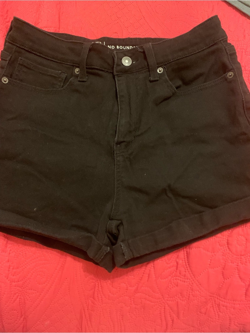 No Boundaries Black High-Rise Denim Shorts size 11